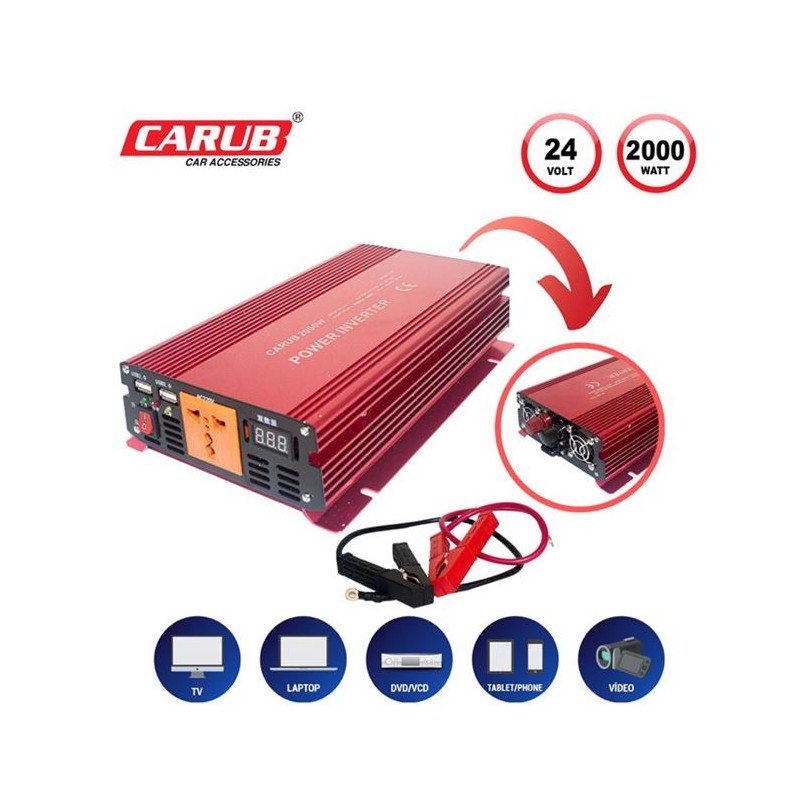 İNVERTÖR 24V-220V YÜKSELTİCİ 2000W USBLİ 4621865 CARUB