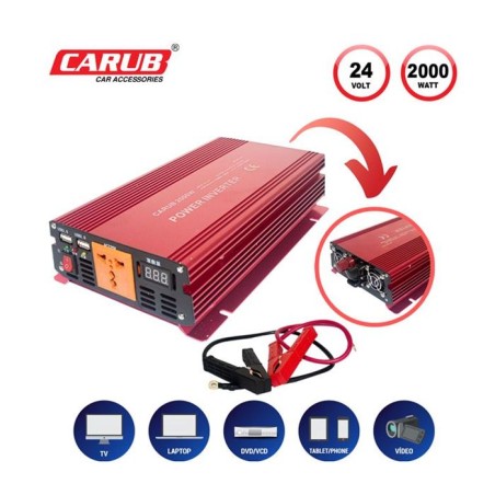 İNVERTÖR 24V-220V YÜKSELTİCİ 2000W USBLİ 4621865 CARUB