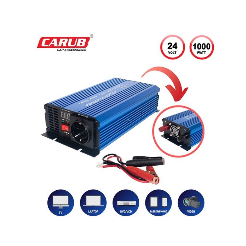 İNVERTÖR 24V-220V YÜKSELTİCİ 1000W USBLİ 4621861 CARUB