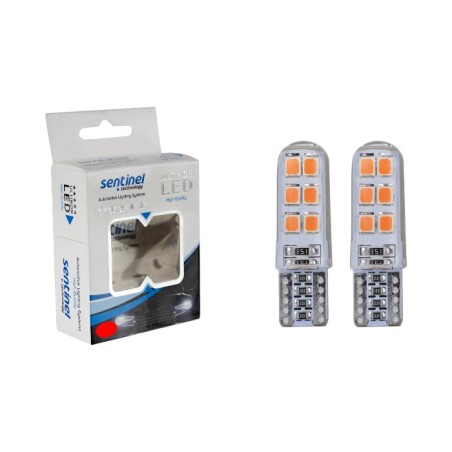 AMPÜL DİPSİZ LED 12V T10 12 LED CANBUS SİLİKONLU KIRMIZI T10 C309-R T1