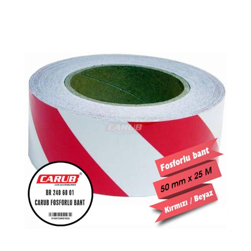 FOSFOR BANT 5CMX25MT ÇAPRAZ KIRMIZI-BEYAZ 2406001 CARUB
