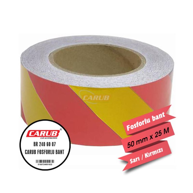 FOSFOR BANT 5CMX25MT ÇAPRAZ SARI-KIRMIZI 2406007 CARUB