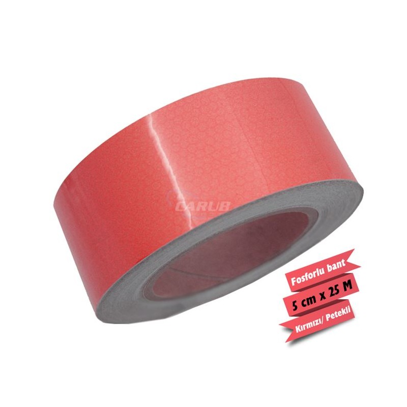 FOSFOR BANT 5CMX25MT PETEKLİ KIRMZI 2407502 CARUB