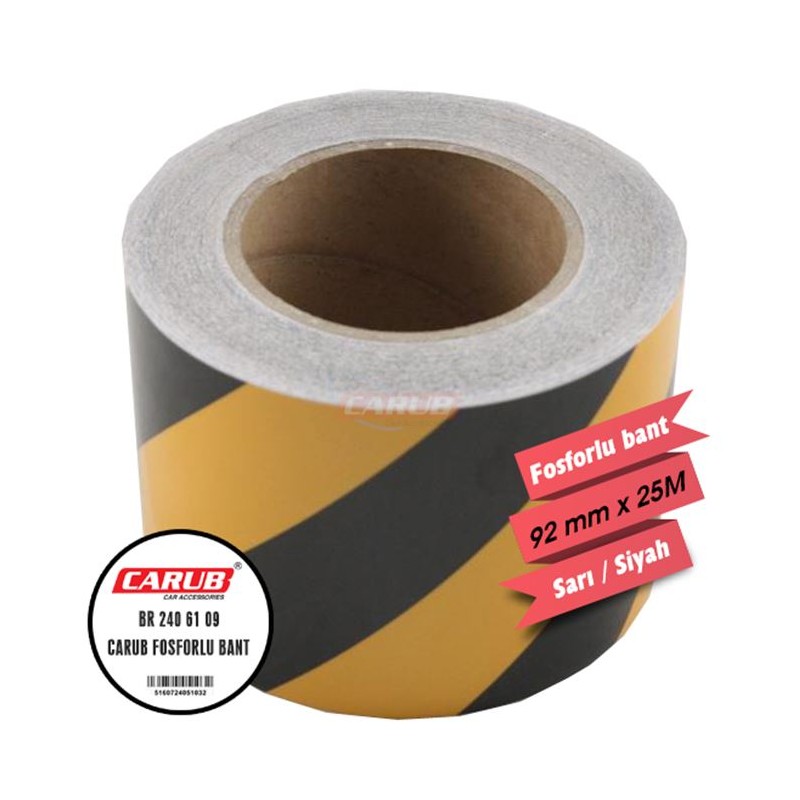 FOSFOR BANT 10CMX25MT ÇAPRAZ SARI-SİYAH 2406109 CARUB