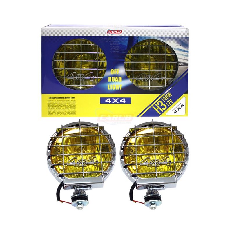 SİS LAMBASI YUVARLAK 4X4 NİKELAJLI KAFESLİ SARI 195X135MM 3018002 CARU