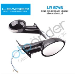 AYNA DIŞ DİKİZ FERRARİ TİP YUVARLAK SİYAH LR 674S LR-674S LEADER