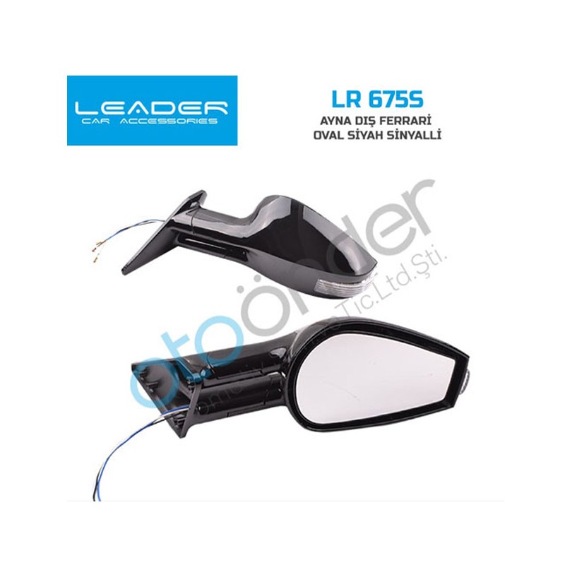 AYNA DIŞ DİKİZ FERRARİ TİP OVAL SİYAH LR 675S LR-675S LEADER