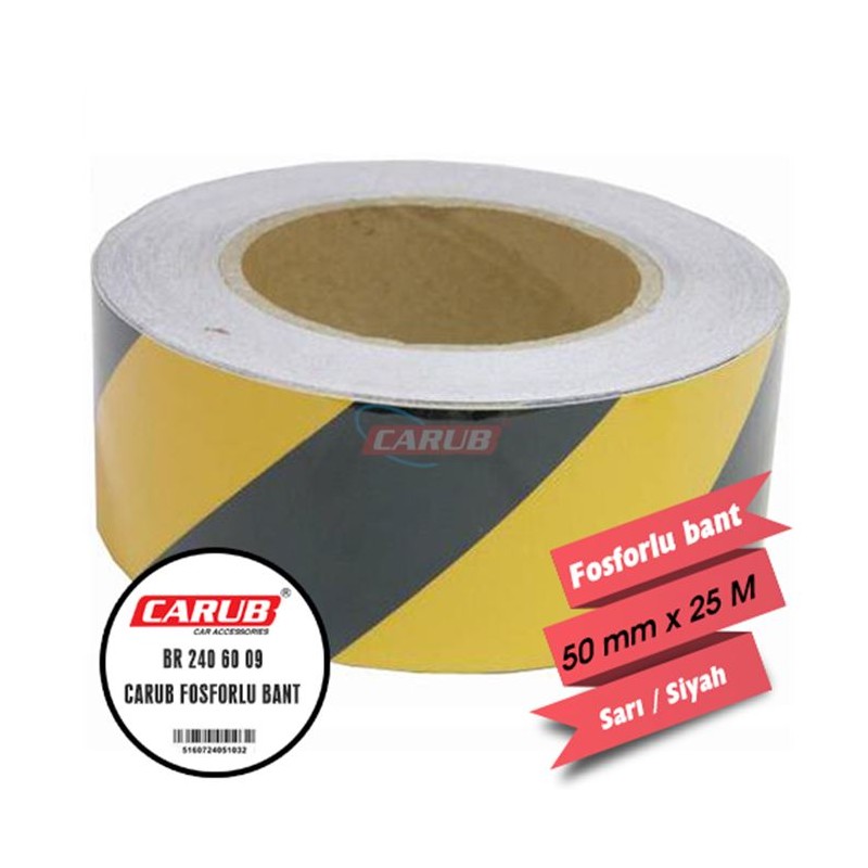 FOSFOR BANT 5CMX25MT ÇAPRAZ SARI-SİYAH 2406009 CARUB