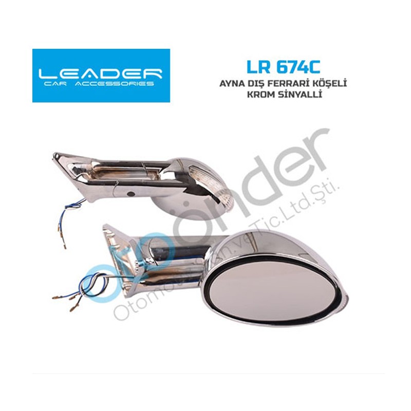 AYNA DIŞ DİKİZ FERRARİ TİP YUVARLAK NİKELAJLI LR 674C LR-674C LEADER