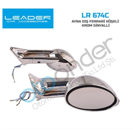 AYNA DIŞ DİKİZ FERRARİ TİP YUVARLAK NİKELAJLI LR 674C LR-674C LEADER