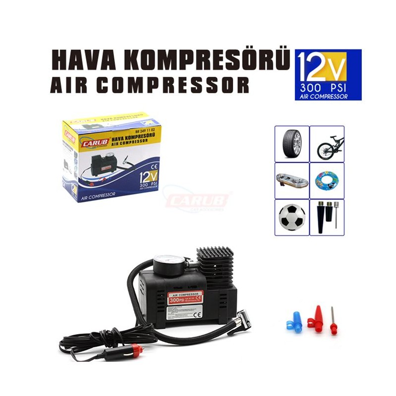KOMPRESÖR PLASTİK HAVA 12V 300PS SİYAH 2491102 CARUB