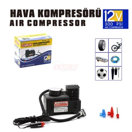 KOMPRESÖR PLASTİK HAVA 12V 300PS SİYAH 2491102 CARUB