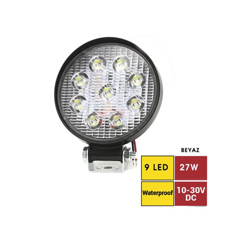ÇALIŞMA LAMBASI YUVARLAK 10-30V 27W 9 LED 111MM K-32MM 3010575 CARUB