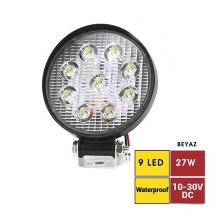 ÇALIŞMA LAMBASI YUVARLAK 10-30V 27W 9 LED 111MM K-32MM 3010575 CARUB