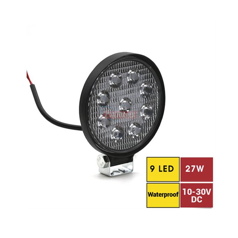 ÇALIŞMA LAMBASI YUVARLAK 10-30V 27W 9 LED 103MM K-18MM ARKA İNCE 30105