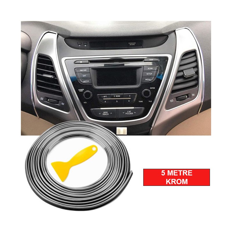 ÇITA SIKIŞTIRMALI DEKORATİF ŞERİT FİTİL PLASTİK 5M KROM 0803057 KGN