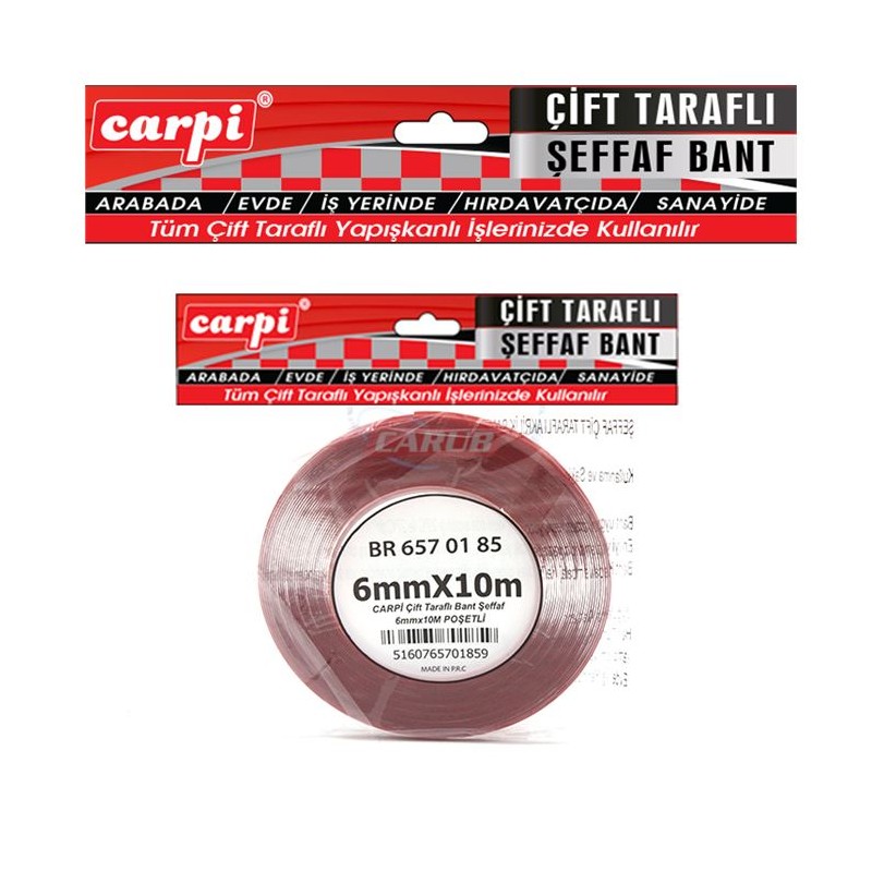 BANT ÇİFT TARAFLI SİLİKONLU BÜYÜK RULO 06MMX10MT CARPİ 6570185 CARUB