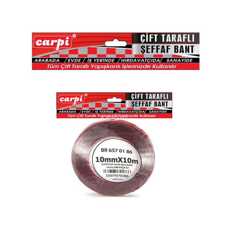 BANT ÇİFT TARAFLI SİLİKONLU BÜYÜK RULO 10MMX10MT CARPİ 6570186 CARUB