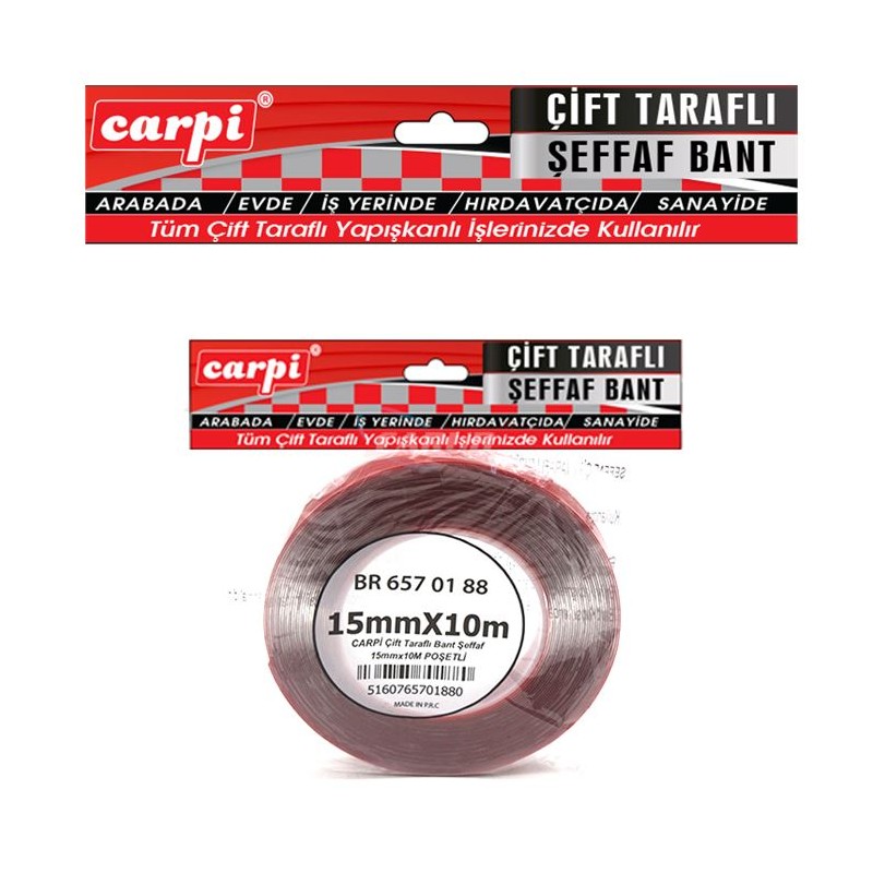BANT ÇİFT TARAFLI SİLİKONLU BÜYÜK RULO 15MMX10MT CARPİ 6570188 CARUB