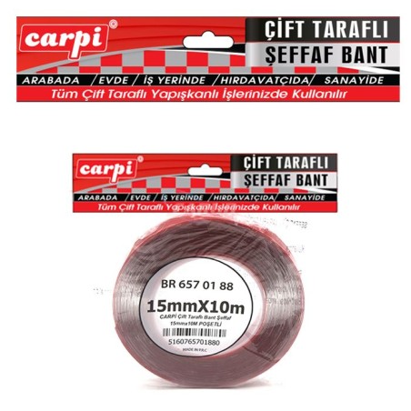 BANT ÇİFT TARAFLI SİLİKONLU BÜYÜK RULO 15MMX10MT CARPİ 6570188 CARUB