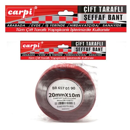 BANT ÇİFT TARAFLI SİLİKONLU BÜYÜK RULO 20MMX10MT CARPİ 6570190 CARUB
