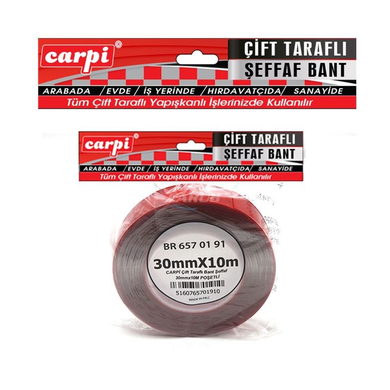 BANT ÇİFT TARAFLI SİLİKONLU BÜYÜK RULO 30MMX10MT CARPİ 6570191 CARUB