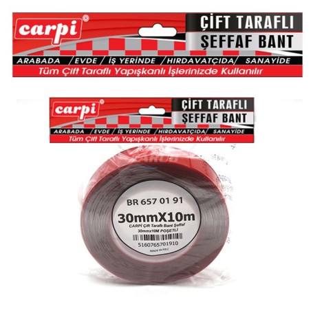 BANT ÇİFT TARAFLI SİLİKONLU BÜYÜK RULO 30MMX10MT CARPİ 6570191 CARUB