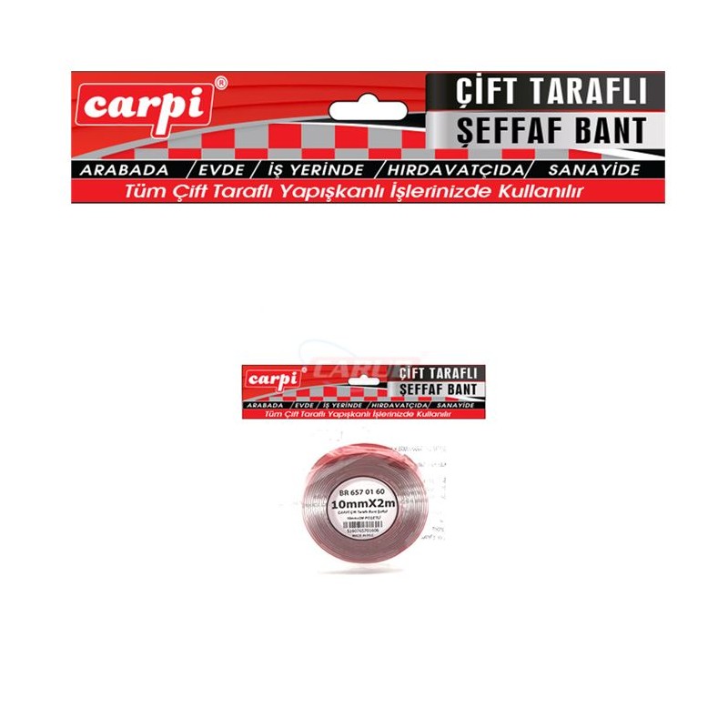 BANT ÇİFT TARAFLI SİLİKONLU 2MT AMBALAJ 10MMX2MT CARPİ 6570160 CARUB