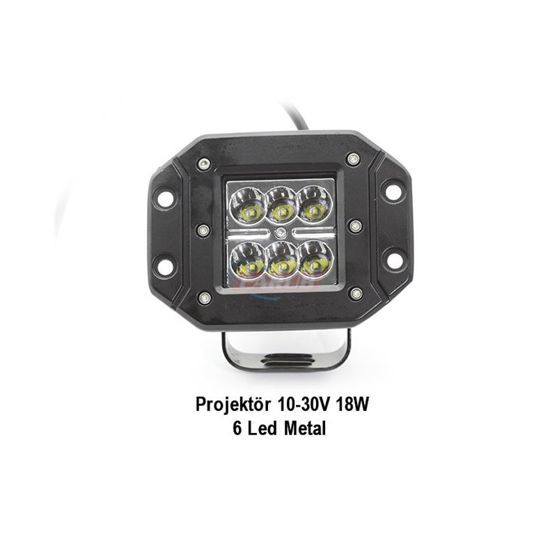 ÇALIŞMA LAMBASI KARE TAMPON GÖMME 10-30V 18W 6 LED 122X91MM K-73MM 301