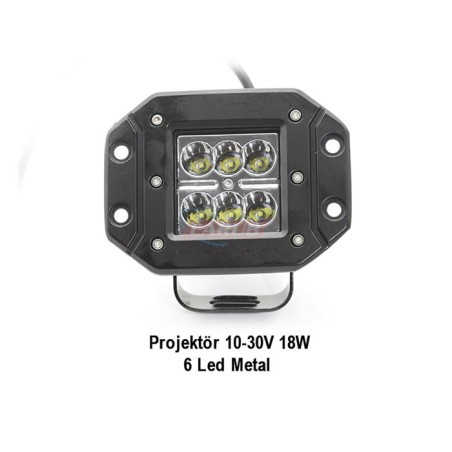 ÇALIŞMA LAMBASI KARE TAMPON GÖMME 10-30V 18W 6 LED 122X91MM K-73MM 301