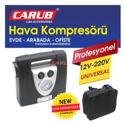 KOMPRESÖR PLASTİK YASSI PROFESYONEL IŞIKLI 12V-220V SİYAH 2491320 CARU