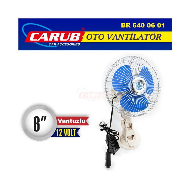 VANTİLATÖR VANTUZLU METAL KAFA 12V 6” 152MM 6400601 CARUB