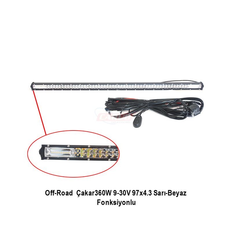ÇALIŞMA LAMBASI OFF-ROAD BAR 9-30V 360W 97X4.3CM DÜZ ÇAKAR 97CM SARI B