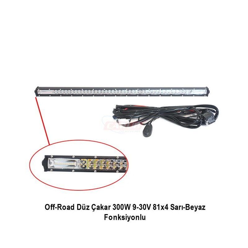 ÇALIŞMA LAMBASI OFF-ROAD BAR 9-30V 360W 81X4CM DÜZ ÇAKAR 81CM SARI BEY