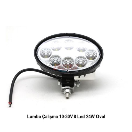 ÇALIŞMA LAMBASI OVAL 10-30V 24W 8 LED 142X90MM K-55MM 3010604 CARUB