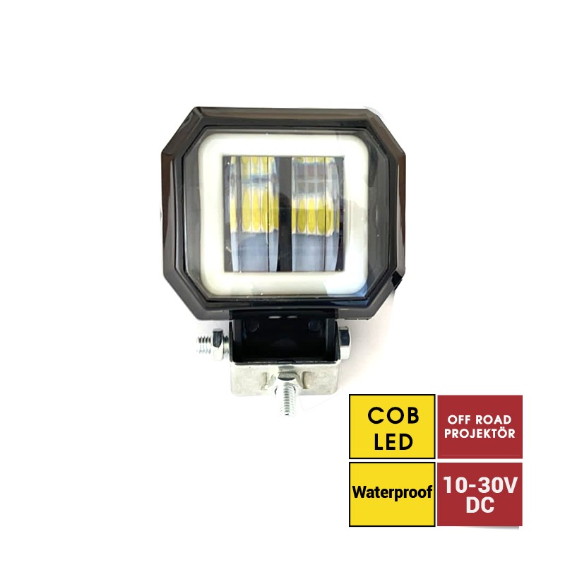 ÇALIŞMA LAMBASI KARE 10-30V 10W 2 LED COB ANGELLİ 74X64MM K-54MM 30106