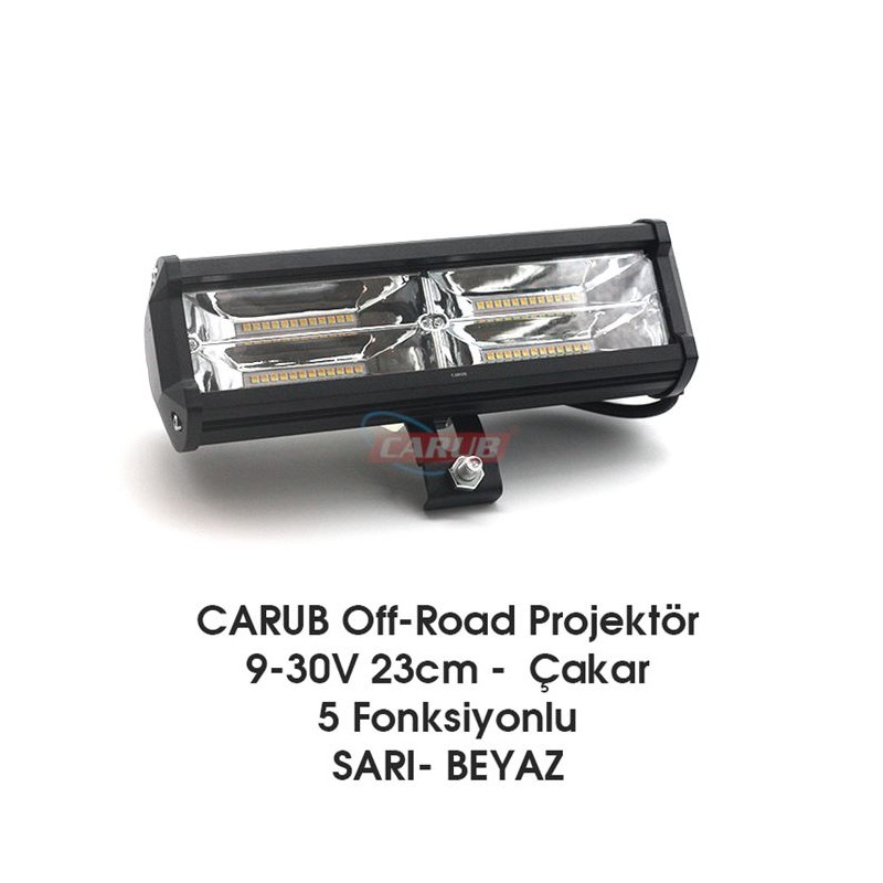 ÇALIŞMA LAMBASI OFF-ROAD BAR 9-30V 23CM ÇAKAR 5 FONKS SARI-BEYAZ 42033