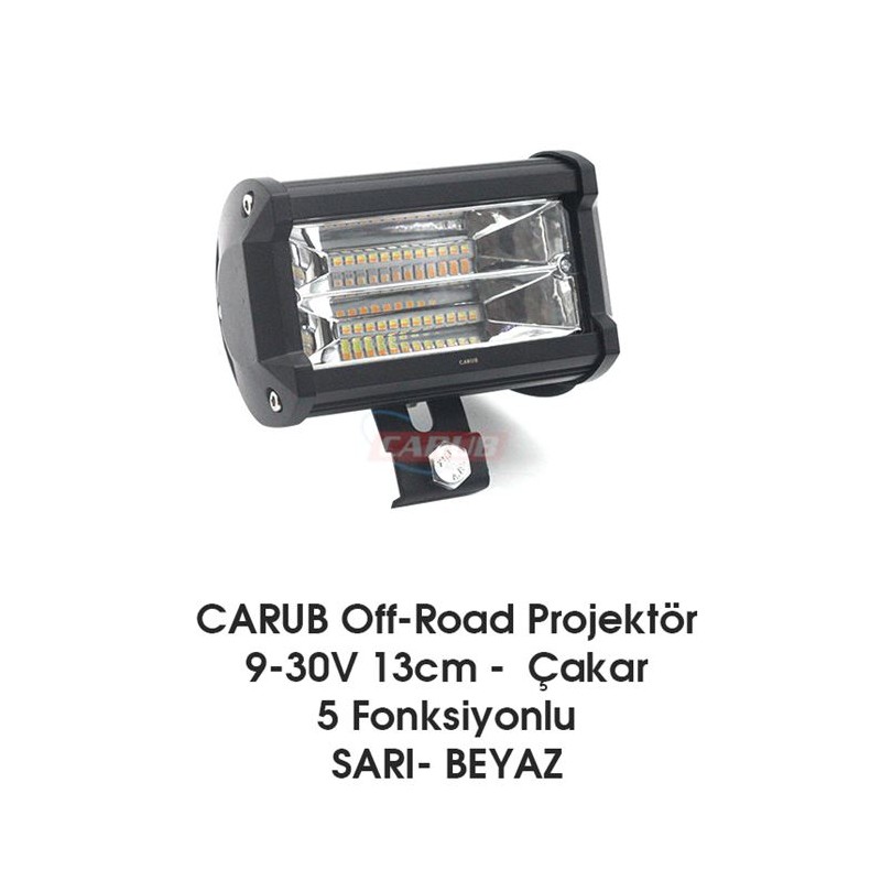 ÇALIŞMA LAMBASI OFF-ROAD BAR 9-30V 13CM ÇAKAR 5 FONKS SARI-BEYAZ 42033