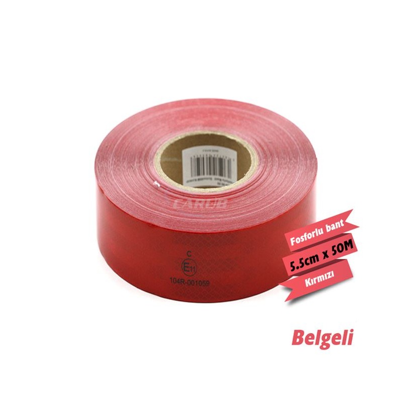 FOSFOR BANT KARASÖR MUAYENE KAMYON TIR PETEKLİ E BELGELİ 5CMX50M KIRMI
