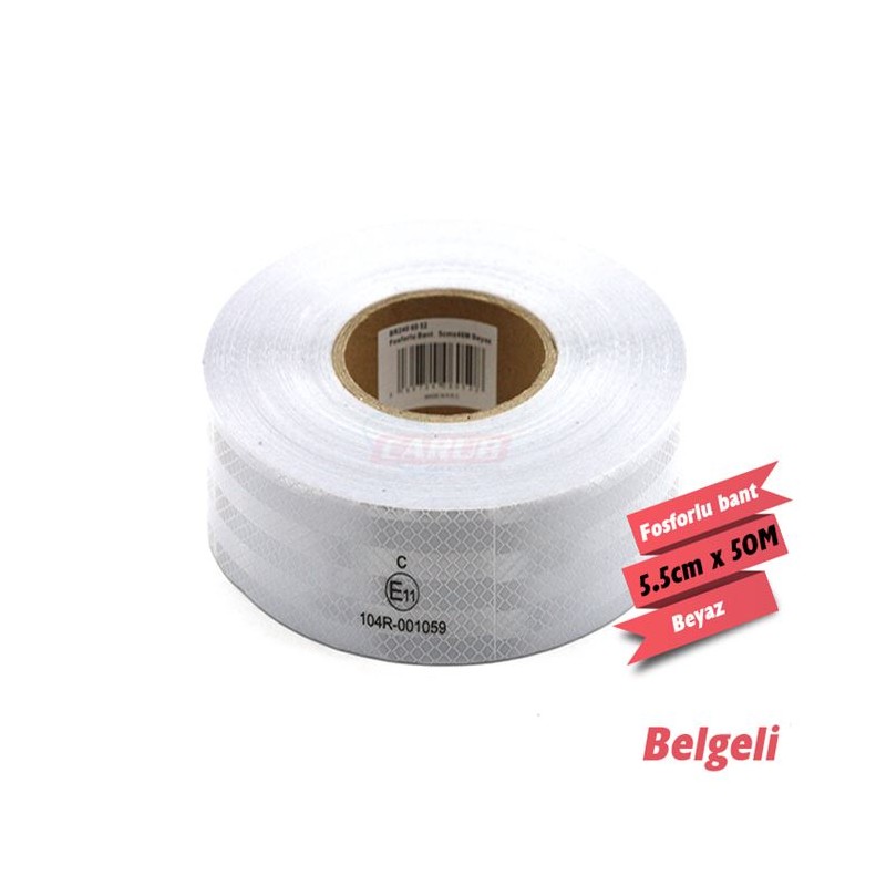 FOSFOR BANT KARASÖR MUAYENE KAMYON TIR PETEKLİ E BELGELİ 5CMX50M BEYAZ