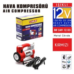 KOMPRESÖR TEK PİSTON 12V METAL KIRMIZI IŞIKLI 2491203 CARUB