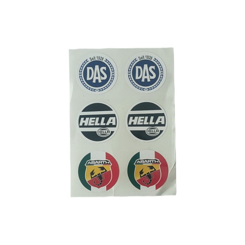 YAPIŞTIRMA FOLYO ETİKET PLAKA PULU DAS-HELLA-ABARTH 35MM 6 PARÇA ERN00