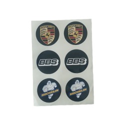 YAPIŞTIRMA FOLYO ETİKET PLAKA PULU PORSCHE-BBS-MICHELIN 35MM 6 PARÇA E