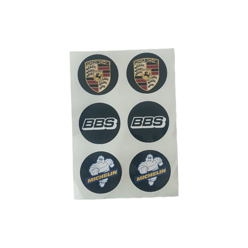 YAPIŞTIRMA FOLYO ETİKET PLAKA PULU PORSCHE-BBS-MICHELIN 35MM 6 PARÇA E