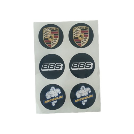 YAPIŞTIRMA FOLYO ETİKET PLAKA PULU PORSCHE-BBS-MICHELIN 35MM 6 PARÇA E