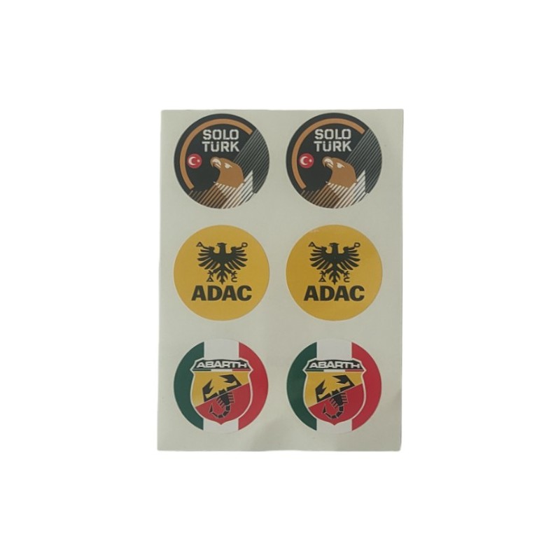 YAPIŞTIRMA FOLYO ETİKET PLAKA PULU SOLO TURK-ADAC-ABARTH 35MM 6 PARÇA