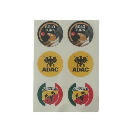 YAPIŞTIRMA FOLYO ETİKET PLAKA PULU SOLO TURK-ADAC-ABARTH 35MM 6 PARÇA