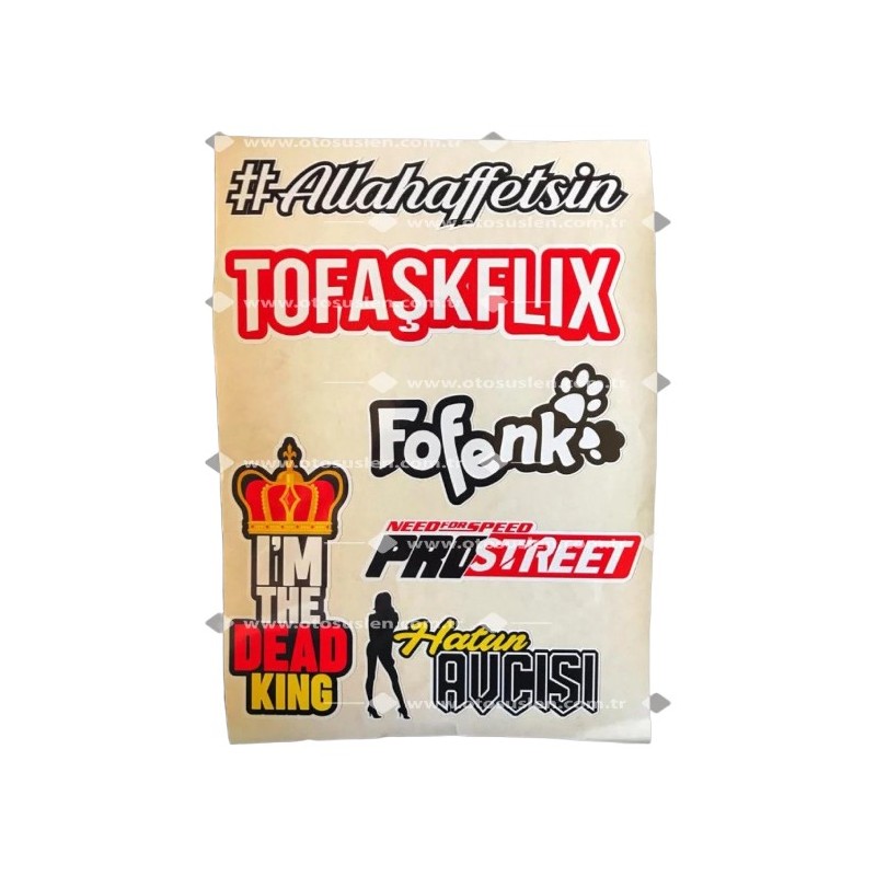 YAPIŞTIRMA FOLYO RENKLİ ETİKET TAKIMI ARKA CAM TOFAŞK 4.MODEL 6 PARÇA