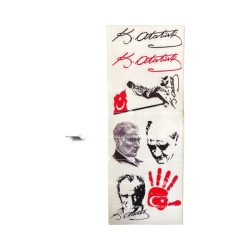 YAPIŞTIRMA FOLYO RENKLİ ETİKET TAKIMI ATATÜRK İMZA + SURET 7 PARÇA ERN