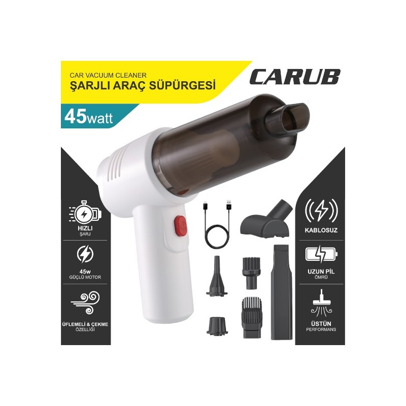 OTO ARAÇ SÜPÜRGESİ 45 WATT ŞARZLI LÜX 0909010 CARUB